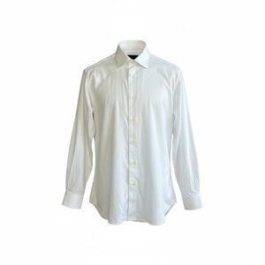 David Donahue White Trim Fit White Tone on Tone Dress Shirt Size 17 32-33